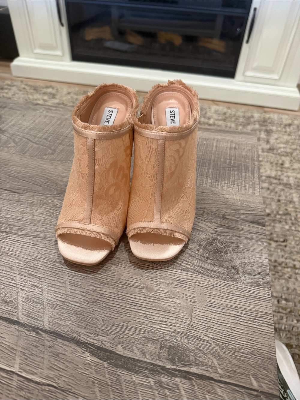 Steve Madden Blush Pink Lace Open-Toe Heels